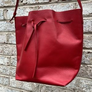 Mansur Gavriel Red Leather Bucket Bag